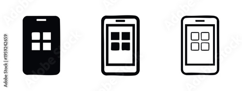 Mobile Phone Application Grid Icons Set