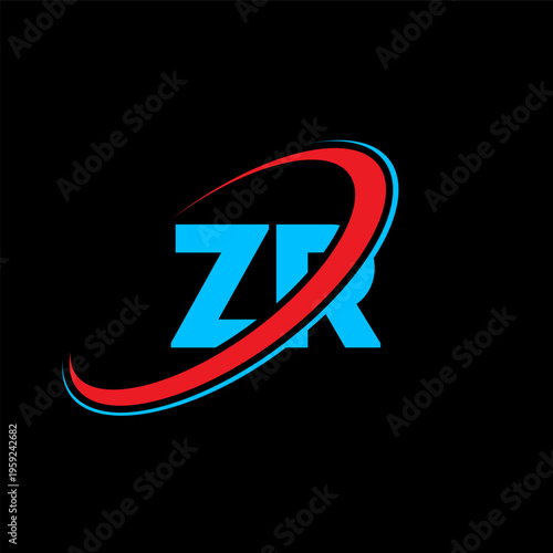 Free Download ZR Z R letter logo design. Initial letter ZR linked circle uppercase monogram logo red and blue. ZR logo, Z R design. zr, z r - GFXLoad