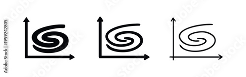 Spiral Graph Axis Icons, Data Analytics Chart Symbols, Trend Growth Vector Graphic
