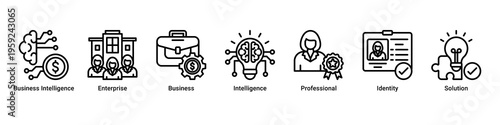 Enterprise Intelligence web banner icon vector illustration with Business Intelligence,Enterprise,Business,Intelligence,Professional,Identity,and Solution
