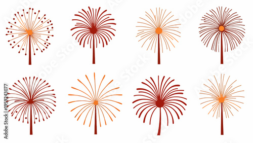 Collection of delicate dandelion flowers with flying seeds for romantic spring nature concepts beautiful botanical graphics and peaceful greeting card design.