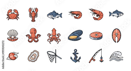 Diverse Marine Creatures and Ocean Marine Life Collection