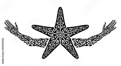 Starfish with human arms tattoo.