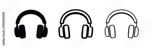 Headphones Icon Set for Music, Audio, and Sound Concepts