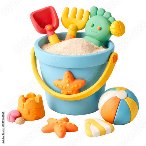 Bucket with toys forthe beach