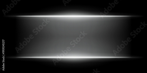 Abstract dark background with smooth pink gradient center and bright blue horizontal light beams on top and bottom. Cinematic glow fading to black, for sci-fi, tech, or dramatic designs