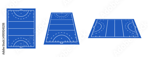 Ice hockey rink set in top view and perspective layout. Clean vector illustration for sports design, infographic, UI, and game assets. Minimal modern style with precise field markings.