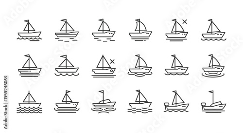 Sailboats on Water Surface Illustration.