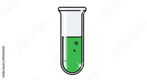 Green liquid in a test tube.