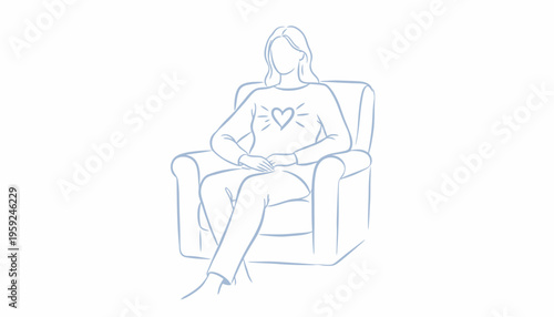 Woman Sitting on Chair Relaxing Alone.