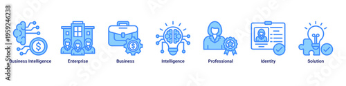 Enterprise Intelligence web banner icon vector illustration with Business Intelligence,Enterprise,Business,Intelligence,Professional,Identity,and Solution