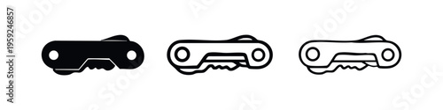 Chain link icon set, representing a metal connector or part of a mechanical chain