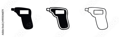 Infrared thermometer icon set for non-contact temperature measurement, healthcare device