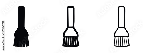 Round or Flat Tipped Brush Icon Set. Versatile Tool for Painting, Art or Makeup in Multiple Styles.