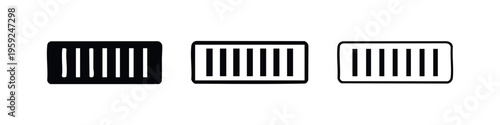 Rectangular grates or vent icon set in various styles