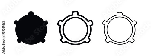 Industrial Cap or Manhole Cover Icons Set