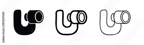 Toilet flush handle icon set. Bathroom plumbing lever for sanitation and hygiene, vector illustration.