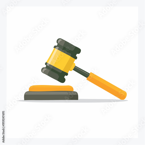 A gavel rests on a sound block in a courtroom setting.