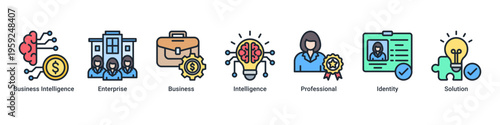 Enterprise Intelligence web banner icon vector illustration with Business Intelligence,Enterprise,Business,Intelligence,Professional,Identity,and Solution