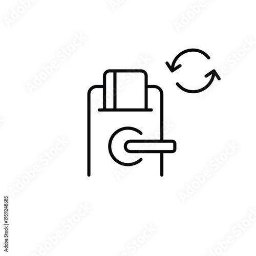 Digital door lock and renew arrows. Security update, access renewal. Pixel perfect, editable stroke vector icon