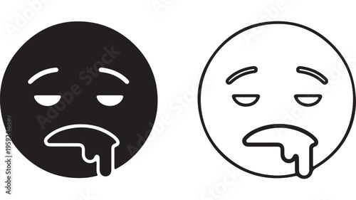 Sad face emoji with downturned eyes and drooling mouth