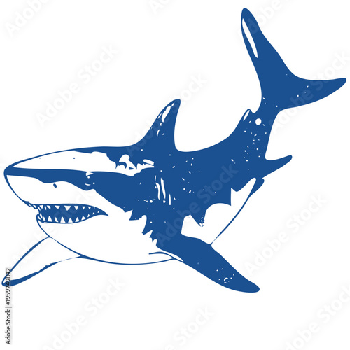 A blue shark with its mouth open isolated on transparent background