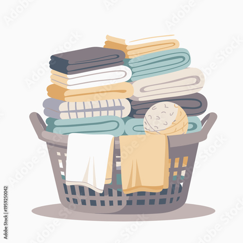 Laundry basket full of clean towels.