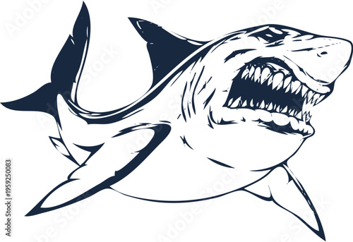 A shark with its mouth open isolated on transparent background