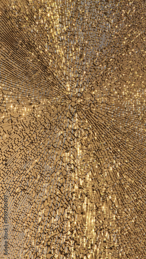 Fototapeta premium golden sunlight reflected through the broken window