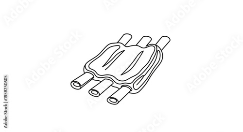 Illustration of a stylized representation of three ribs, possibly for cooking or medical illustration