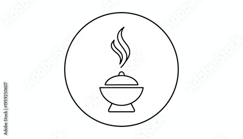 Incense Burner Icon with Smoke, Aroma, and Spirituality Symbol