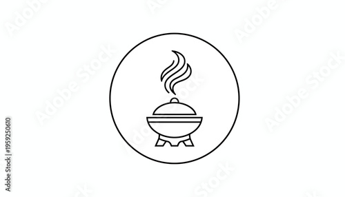 Incense burner icon, aromatherapy, meditation, relaxation, spiritual, wellness, smoke, abstract symbol