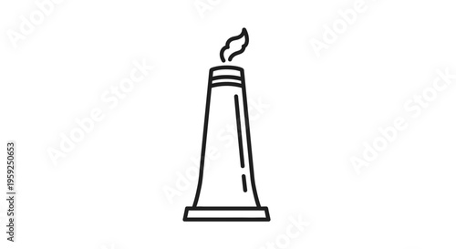 Industrial chimney with smoke plume, factory emission, pollution, energy production icon
