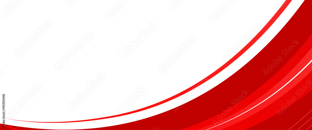 Obraz premium Abstract Dynamic Red and White Curved Wave Background with Halftone Dot Patterns for Corporate Business Headers, Modern Presentation Slides, and Creative Graphic Design Templates
