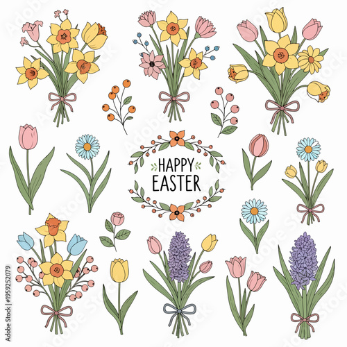 Decorative floral bouquets expressing the freshness and joy of the Easter holiday season