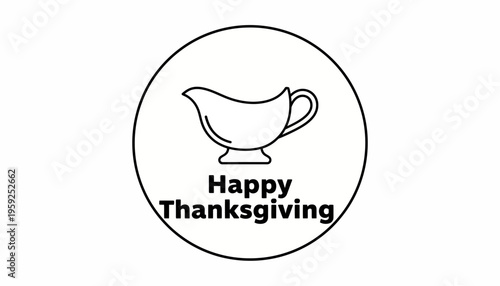 Happy Thanksgiving Gravy Boat Icon Circle Graphic
