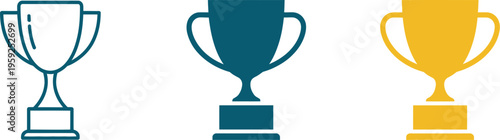 Trophy cup icon, victory and achievement symbol, success award sign, winning business goals, sports competitions, performance ranking, motivation design, vector illustration