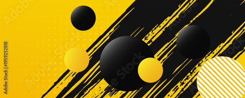 Modern wide banner in black and yellow. Vector abstract graphic design, banner pattern, presentation background.