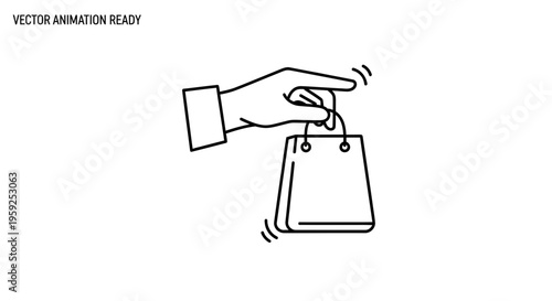 Hand Holding Shopping Bag Icon - Vector Animation Ready