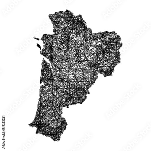 Sketch Nouvelle-Aquitaine outline map design