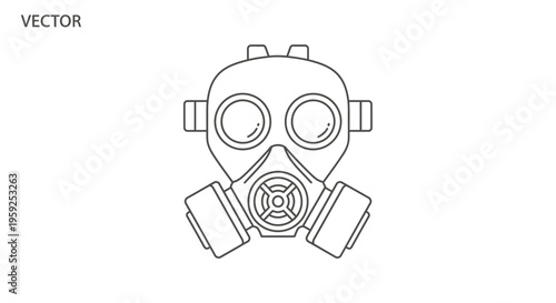 Gas Mask Icon Vector Illustration - Protection Against Pollution, Danger, and Contamination
