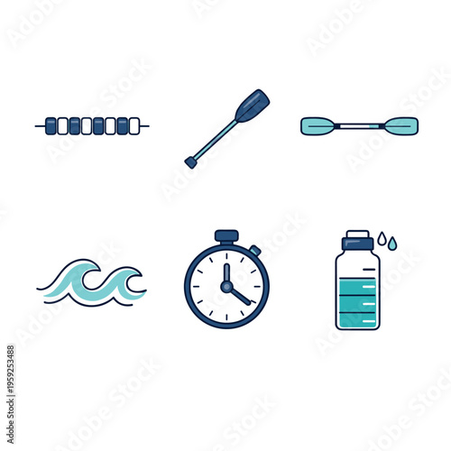 Water sports icons collection for fitness and activity