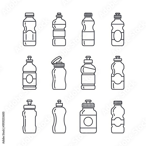 Drinking Bottle Outline Icons
