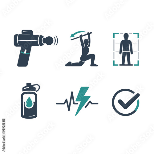 Fitness and Wellness Icons Set for Health Tracking