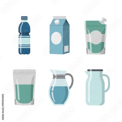 Modern Water Packaging Icons