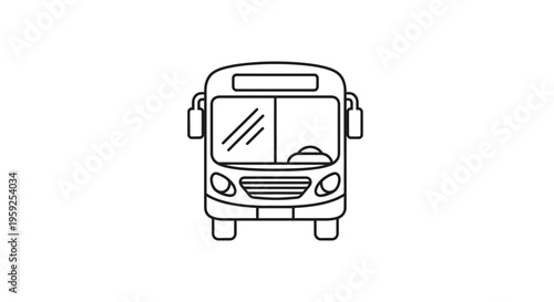 Front view of a simple black and white bus icon on a white background