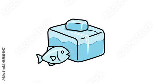 Frozen Fish and Ice Block: Cold Storage Concept