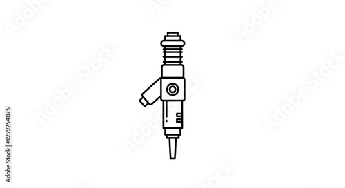 Fuel Injector Icon, Car Part, Automotive System Component, Line Art