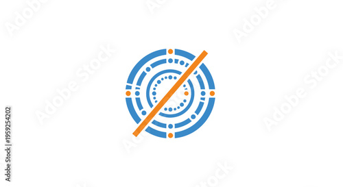 Graphic design element with blue and orange colors.