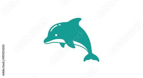 Teal dolphin jumping out of water.